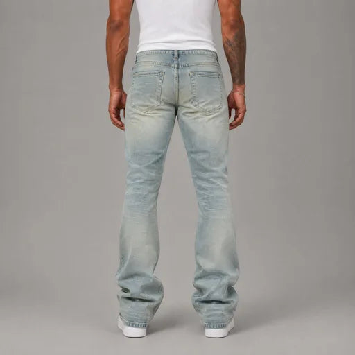 Rip & Repair Skinny Flare Jeans - Men's Streetwear Denim Jeans