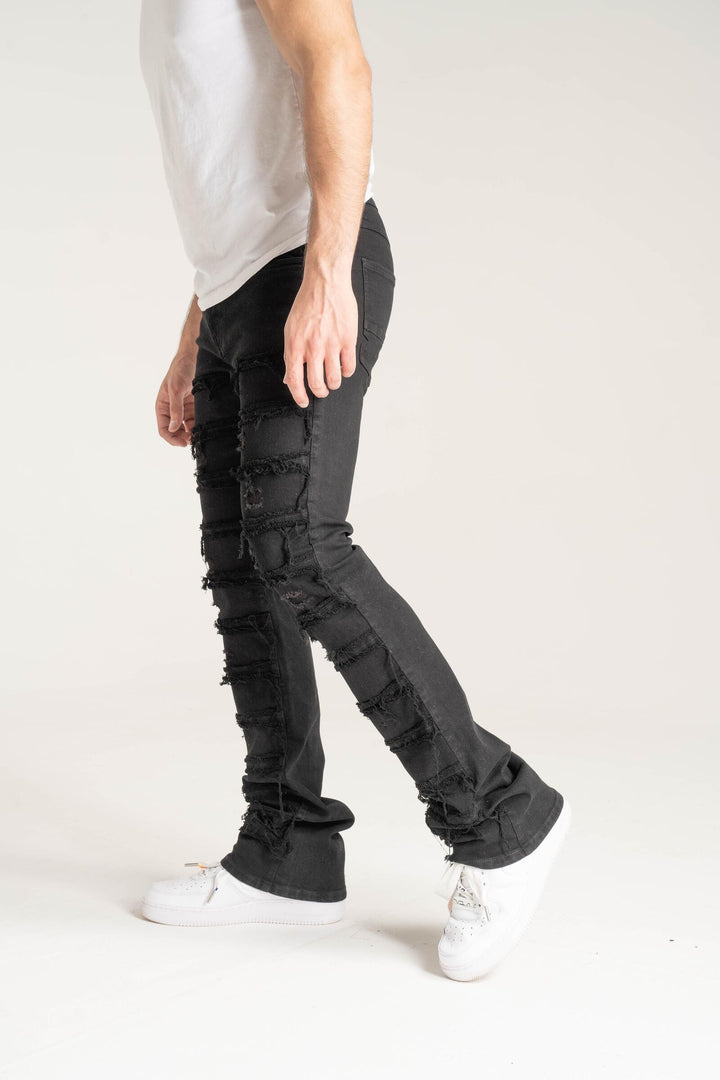S3016 STRETCH STACK JEANS WITH FRAYED PATCH