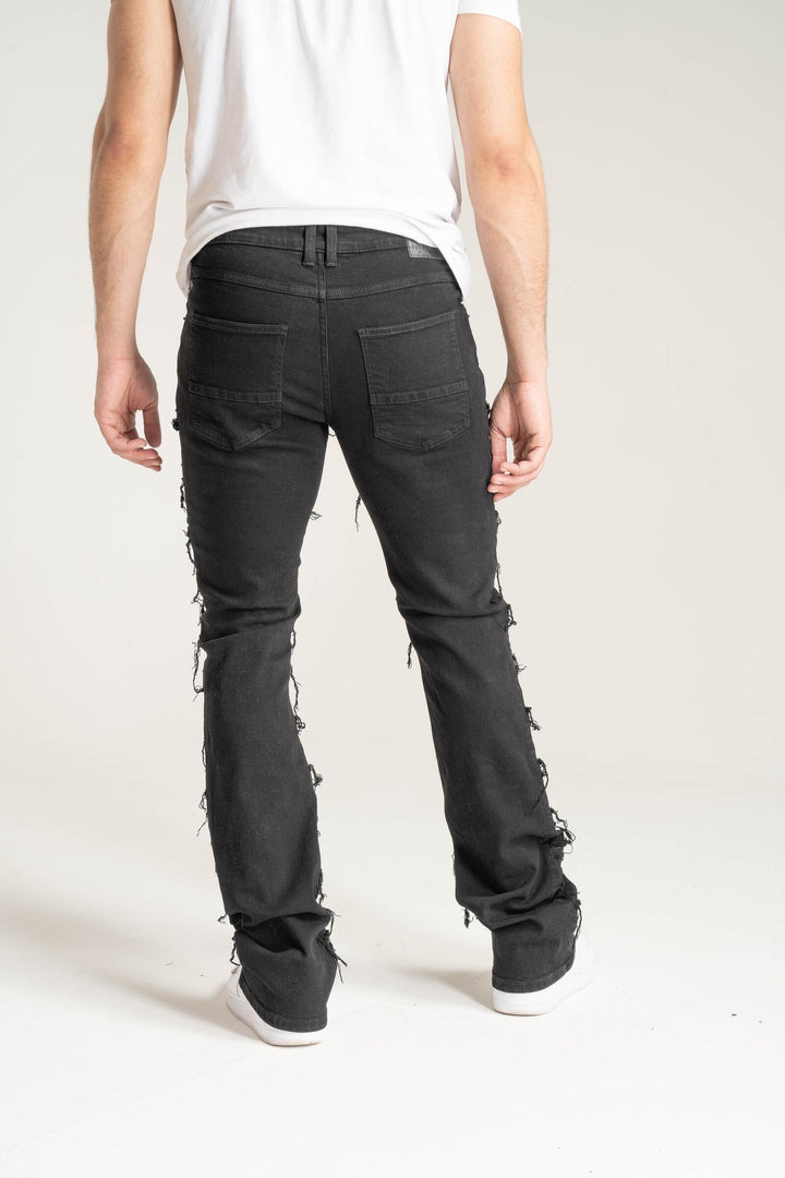 S3016 STRETCH STACK JEANS WITH FRAYED PATCH