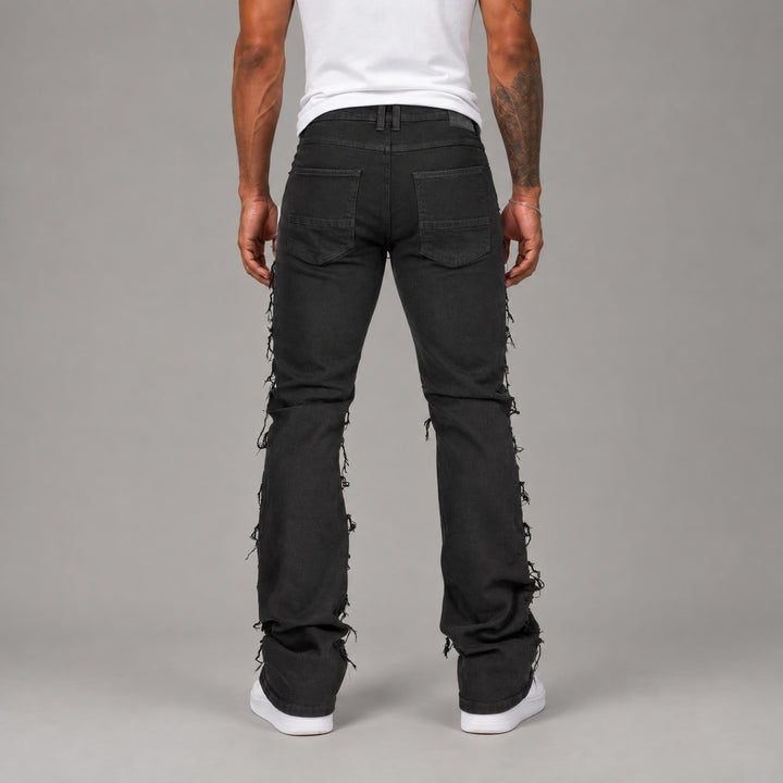 S3016 STRETCH STACK JEANS WITH FRAYED PATCH
