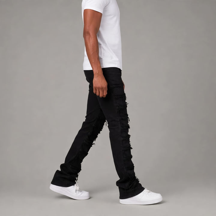 S3016 STRETCH STACK JEANS WITH FRAYED PATCH