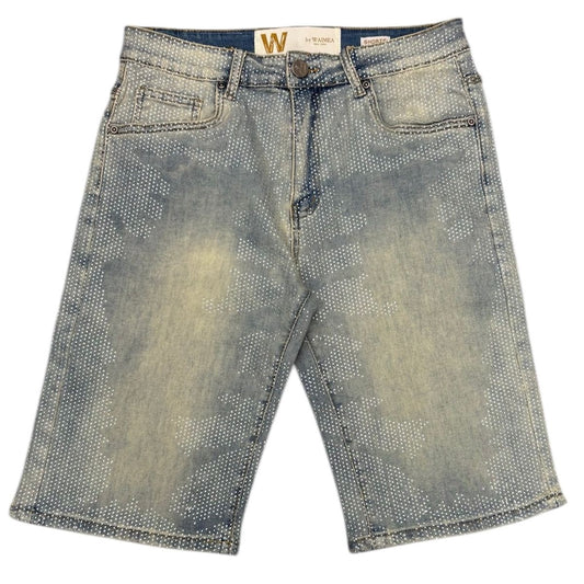 Ice Crystal Denim Shorts - Blue Wash