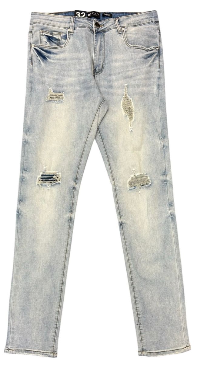 Skinny Rip &amp; Repair Jeans - Blue Wash