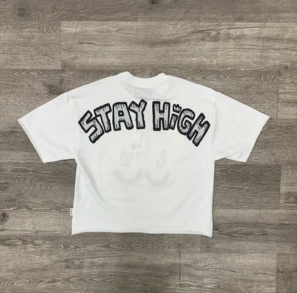 Stay High F-Terry Cropped T-Shirt- White