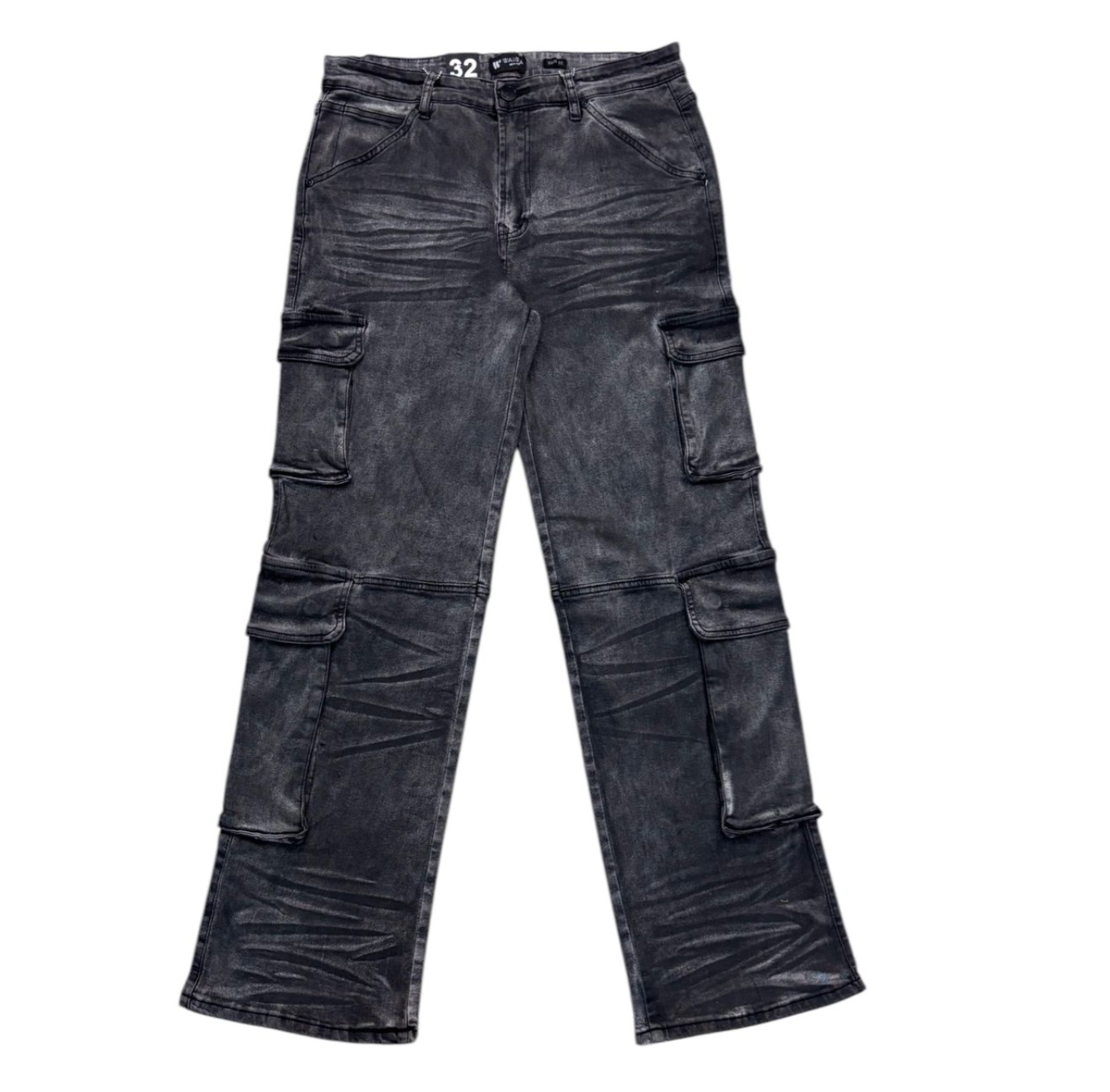 Black Bleach Wash Baggy Fit Jeans