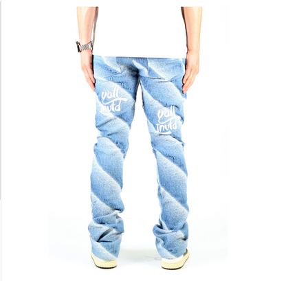 Jade Diagonal Stripe Jacquard Pants - Blue