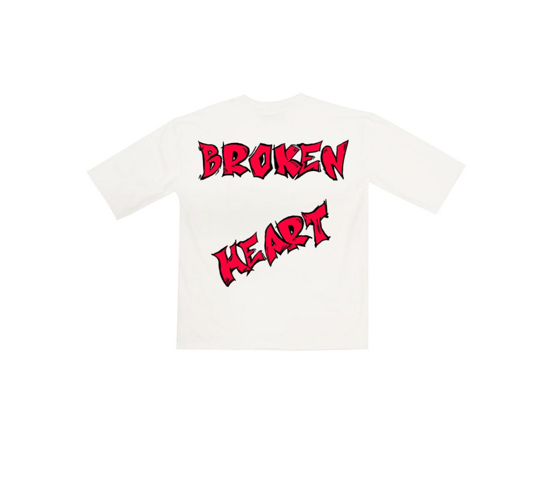 Broken Heart Cropped Tee - White
