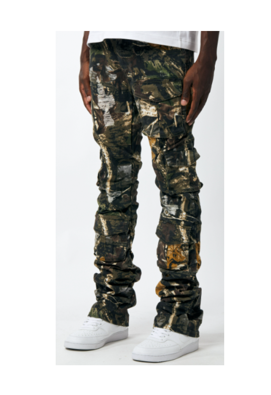 Cargo Camo Stacked Jeans - Hunter Camo