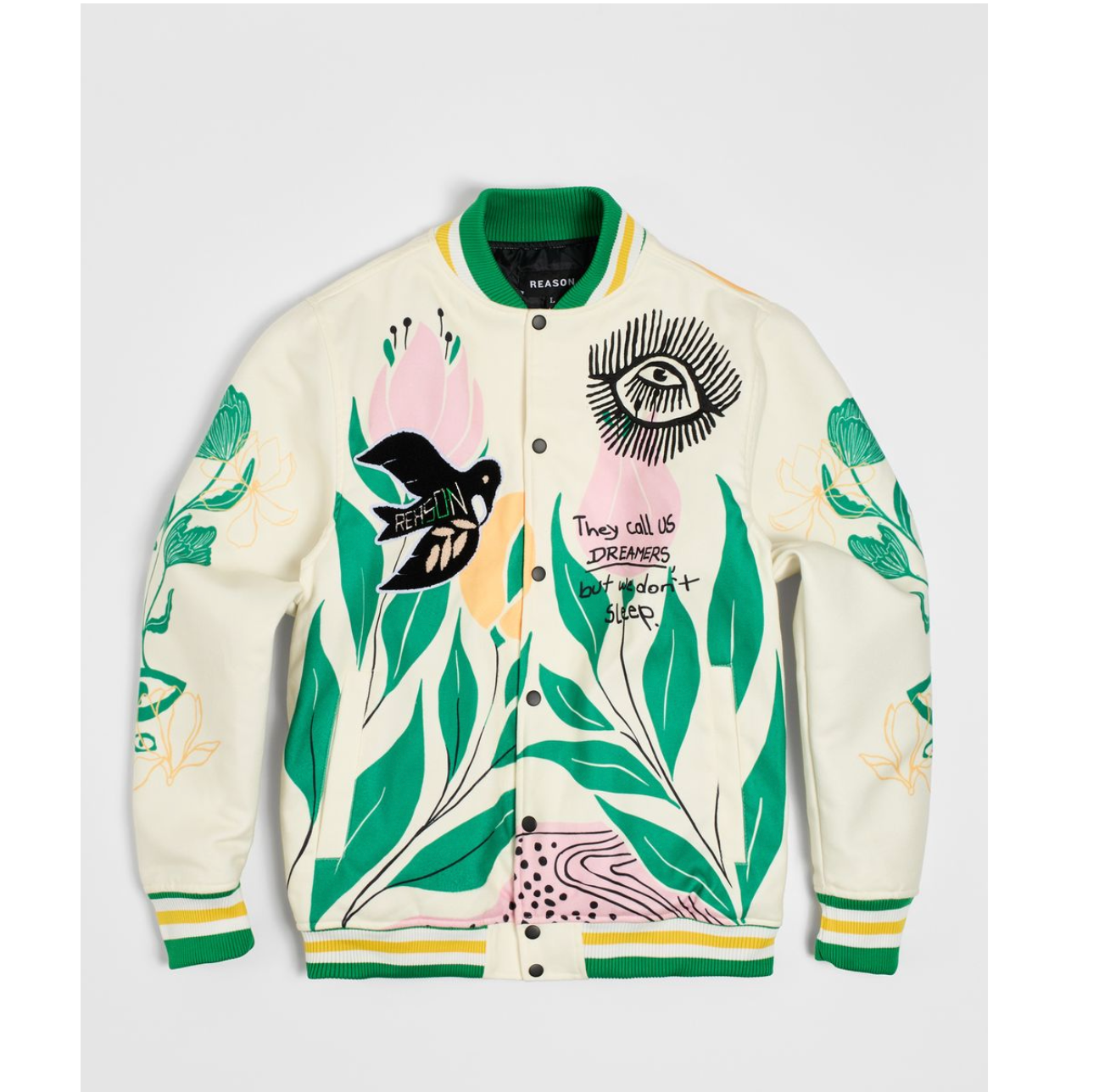 Impossible Varsity Jacket - Creme And Green