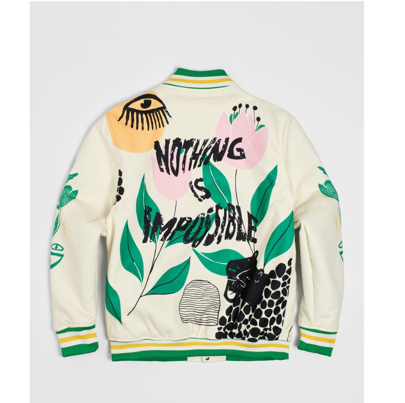 Impossible Varsity Jacket - Creme And Green