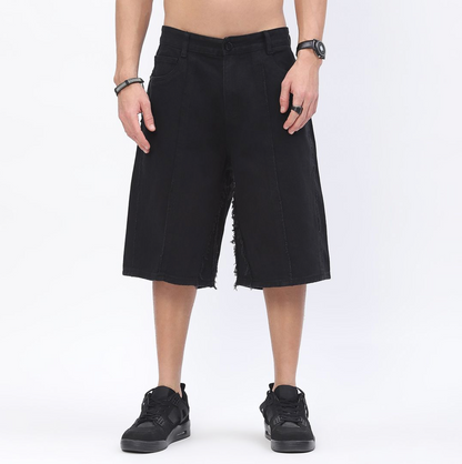 Baggy Denim Jorts - Black