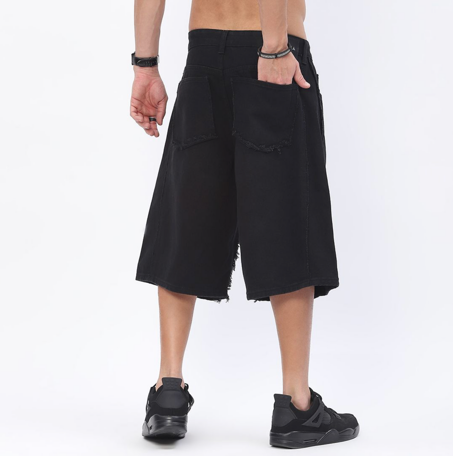 Baggy Denim Jorts - Black