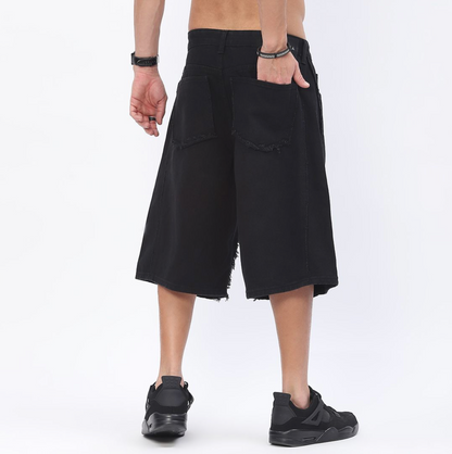 Baggy Denim Jorts - Black