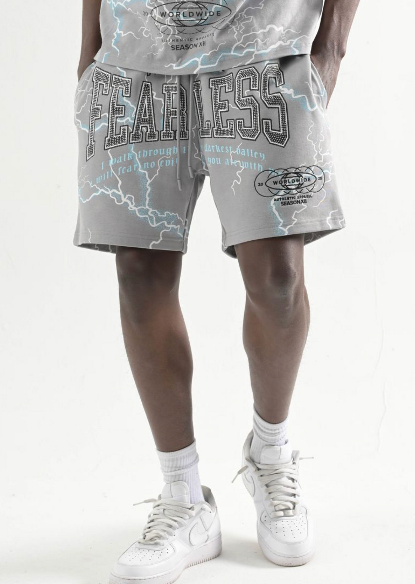 Graphic French Terry Shorts - Gray