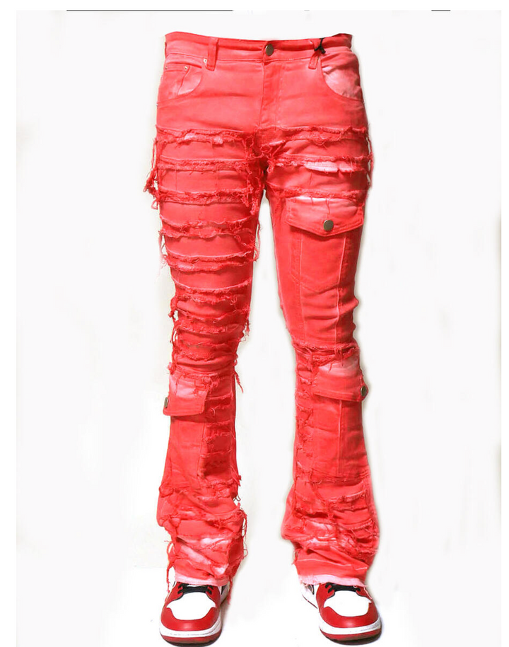 Trap Stack Jeans - Wine Red