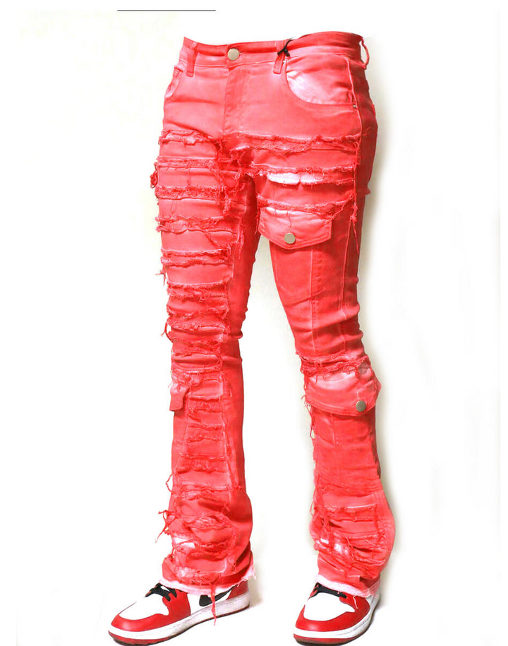 Trap Stack Jeans - Wine Red