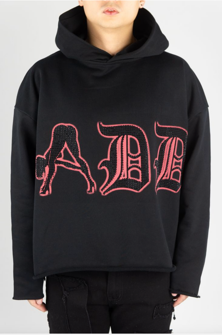 Addict Cropped Hoodie - Black