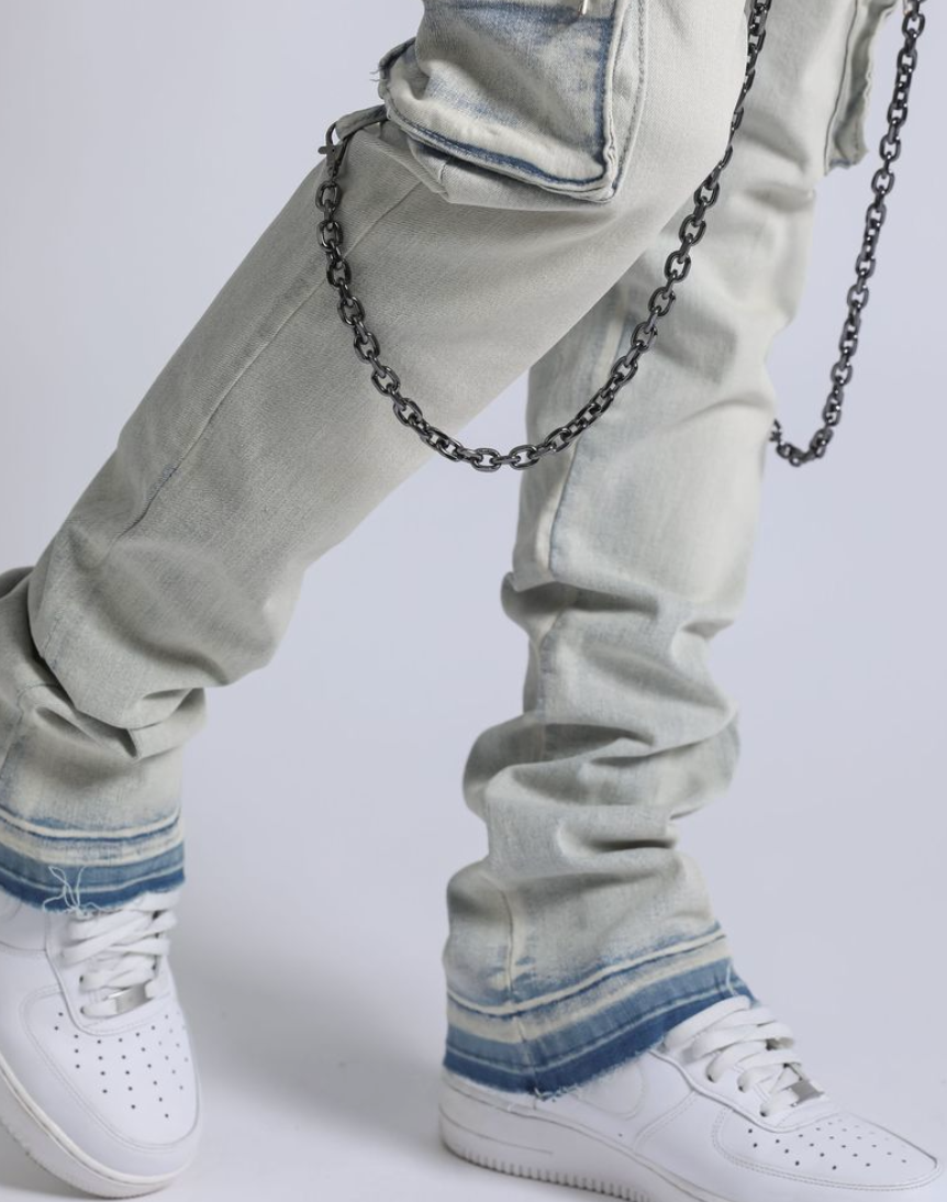 Jamie Stacked Fitted Jeans - Light Blue