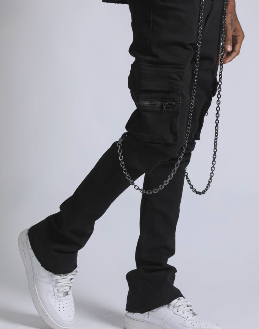 Jamie Stacked Fitted Jeans - Jett Black