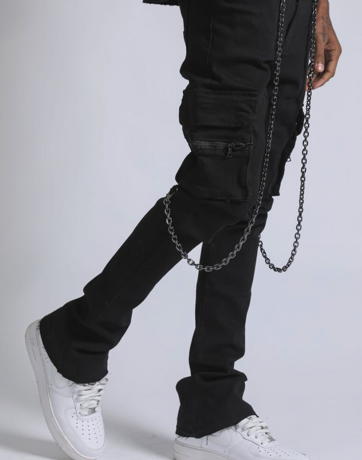 Jamie Stacked Fitted Jeans - Jett Black