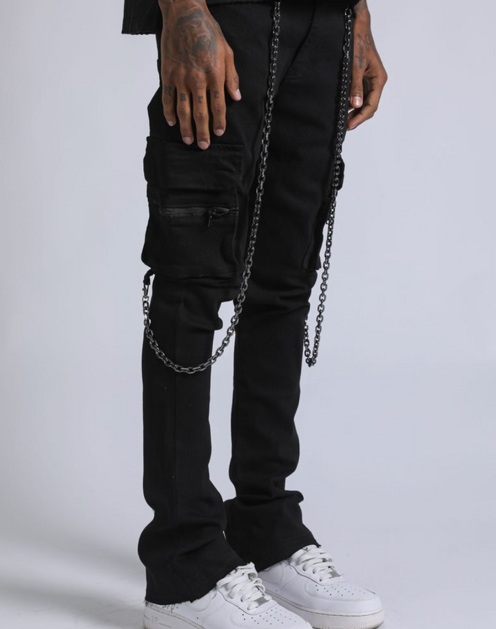 Jamie Stacked Fitted Jeans - Jett Black