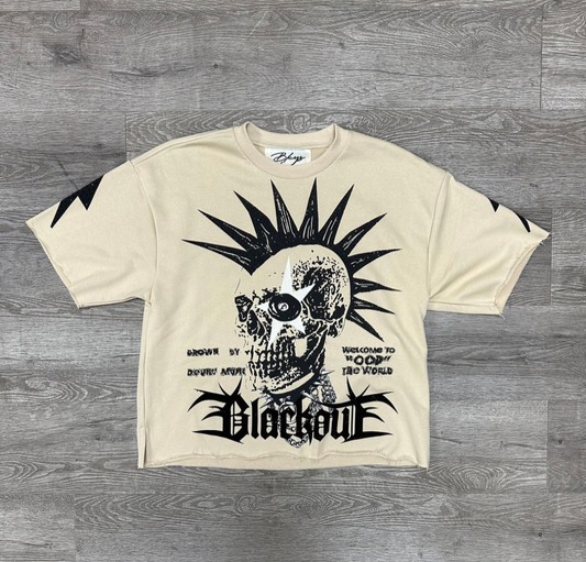 Born to Tour Cropped Tee - Beige