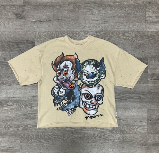 Monster Club Cropped Tee - Beige