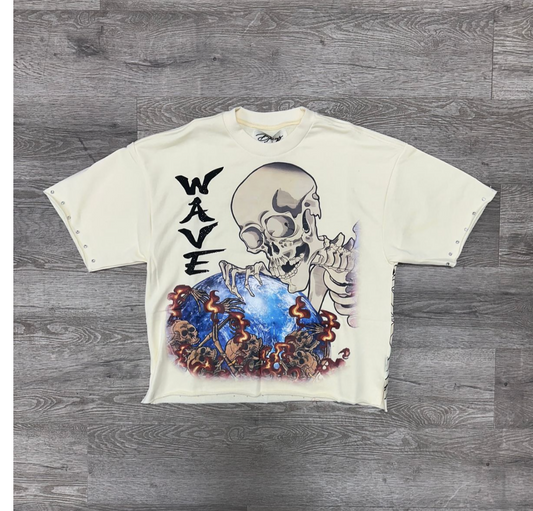 Wave Cropped Tee - Off White