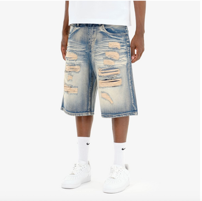Dust Fade Ripped Denim Short