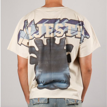 Tapestry Mix Rhinestone Cropped Tee - Egg Shell
