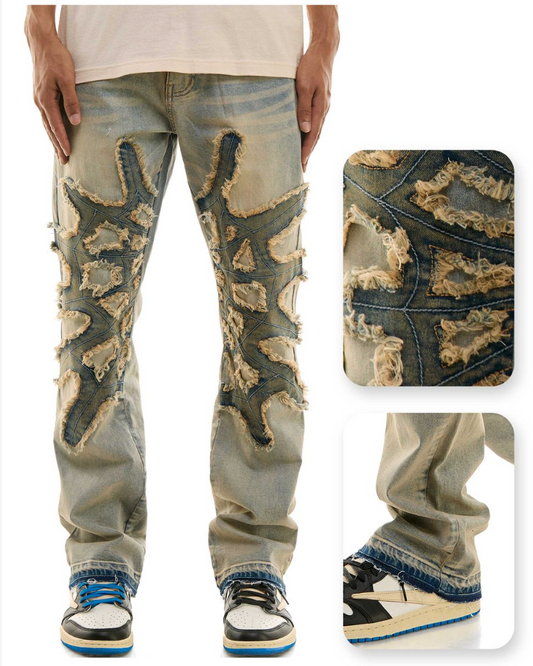 Spider Web Slim Jeans - Blue