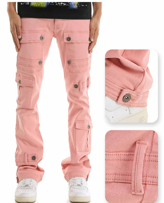 Cargo Strap Jeans - Pink