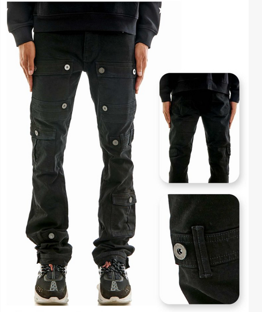 Cargo Strap Jeans - Black