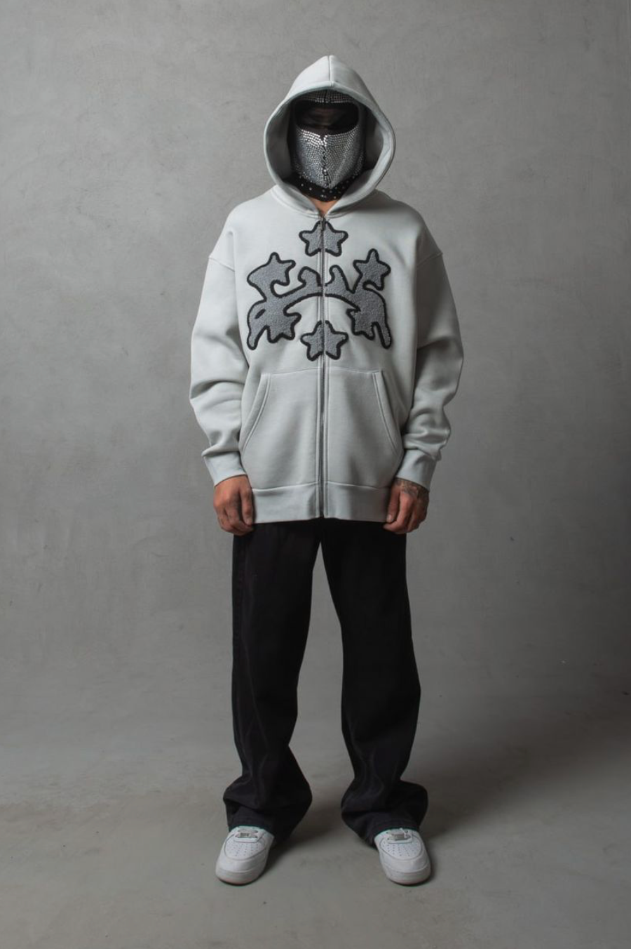 Old Star Zip Hoodie - Grey