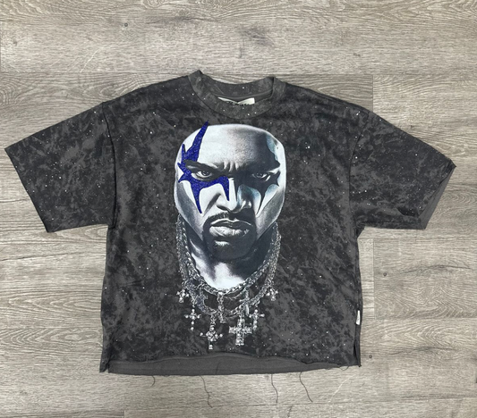 "Star Face" F-Terry Cropped Tee - Washed Grey