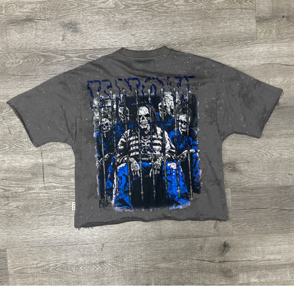 "No Discipline" F-Terry Cropped Tee - Washed Grey