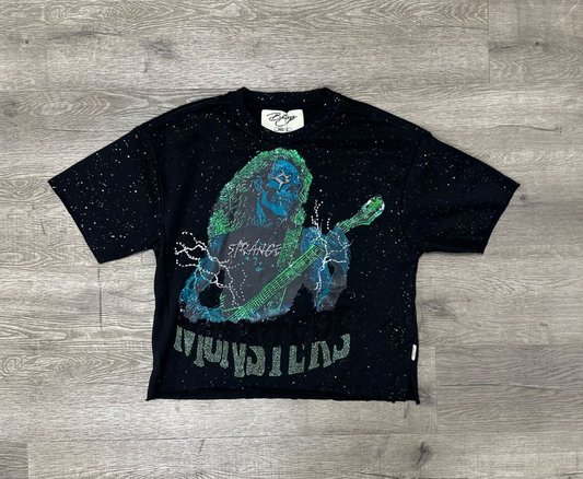 "Monster" F-Terry Cropped Tee - Black