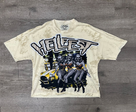 "Hellfest" F-Terry Cropped Tee - Off-White
