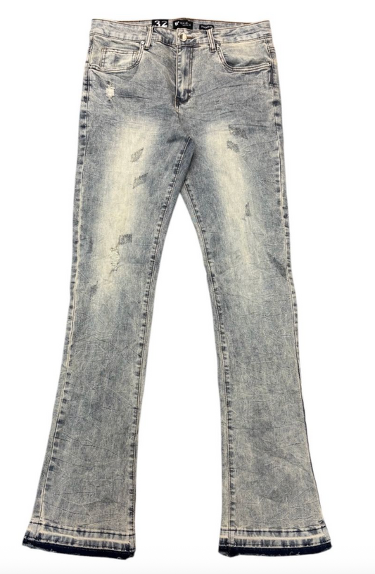 Stacked Flare Denim Jeans - Vintage Wash