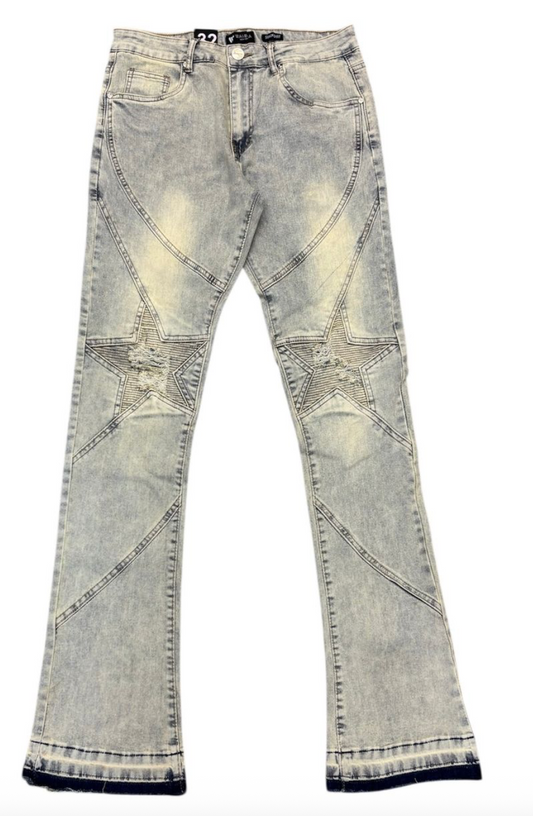 Star Stacked Flare Denim Jeans - Dirty Vintage