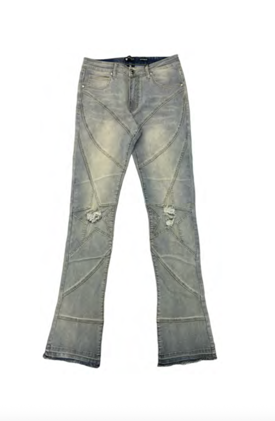 Star Stacked Flare Denim Jeans - Grey Bleach
