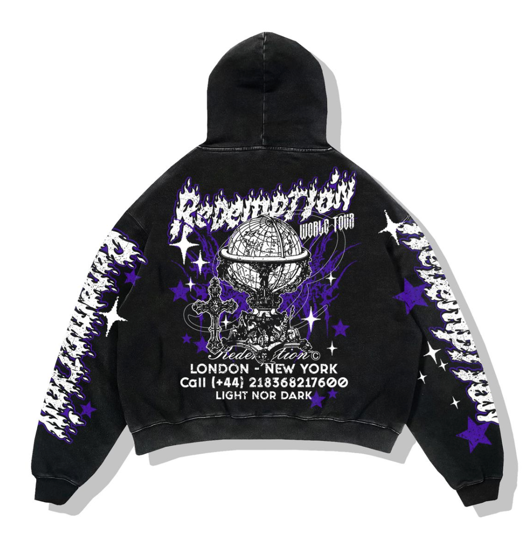 Light Nor Dark Hoodie - Black Acid Wash