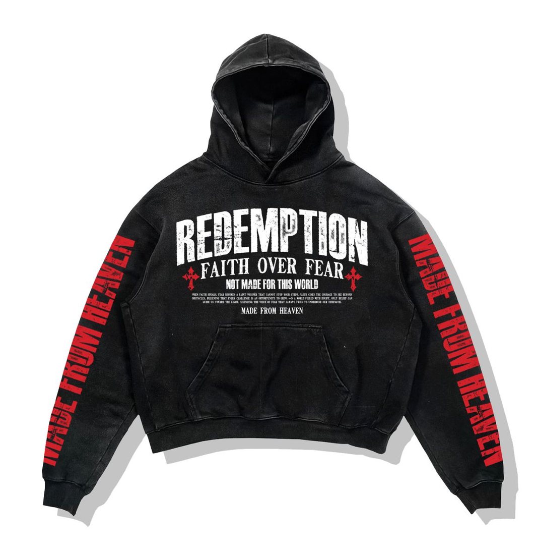 Made From Heaven Hoodie - Black Acid Wash