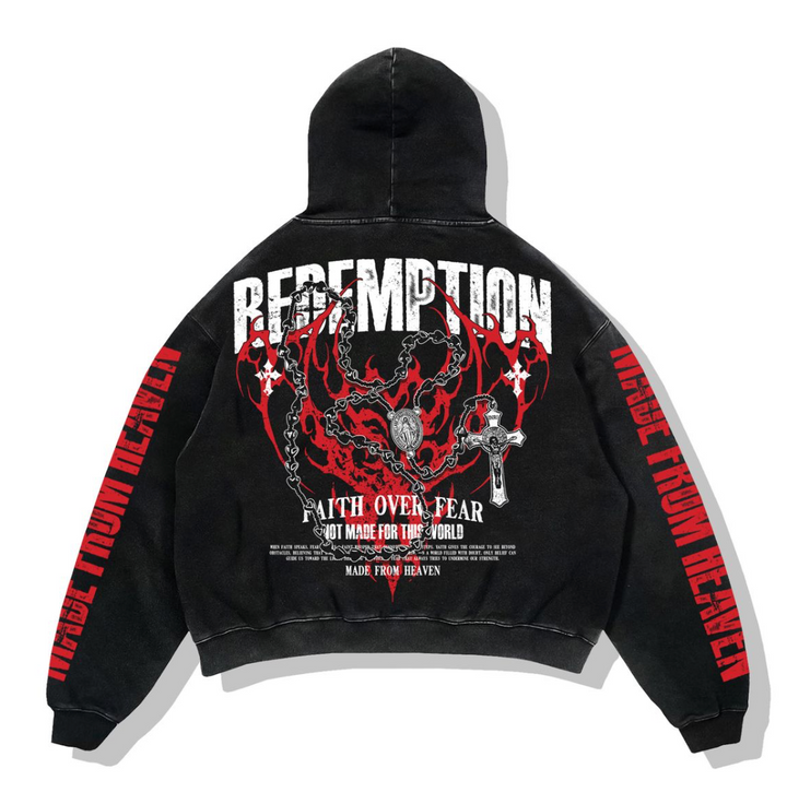 Made From Heaven Hoodie - Black Acid Wash