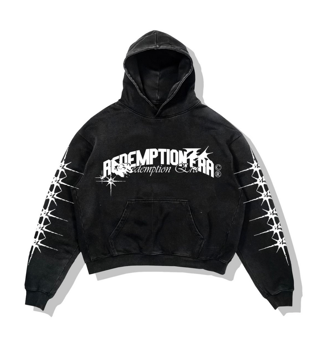 Copyright Hoodie - Black Acid Wash