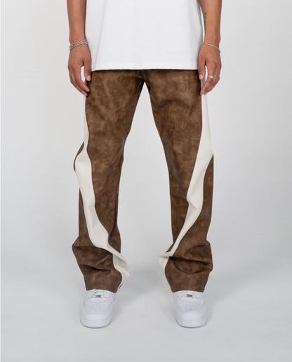 Pu Twisted Pants - Brown