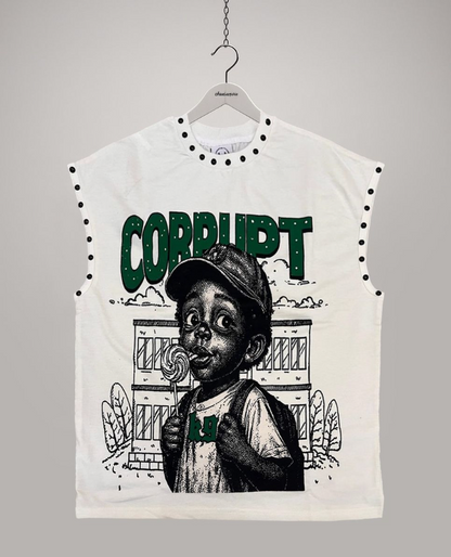 Corrupt Canine Sleeveless Tee - White/Green