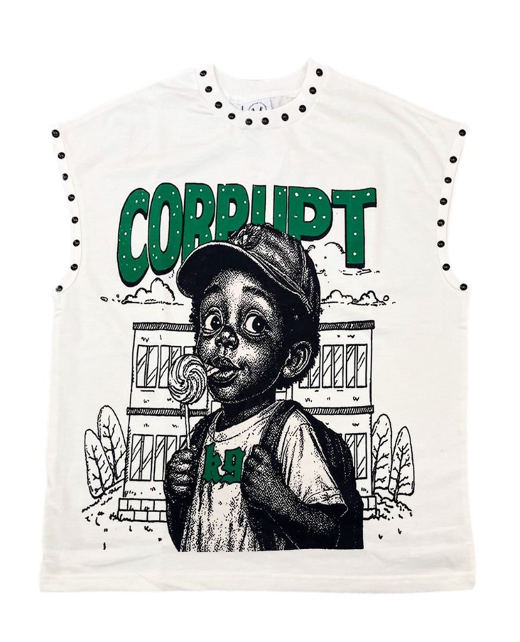 Corrupt Canine Sleeveless Tee - White/Green