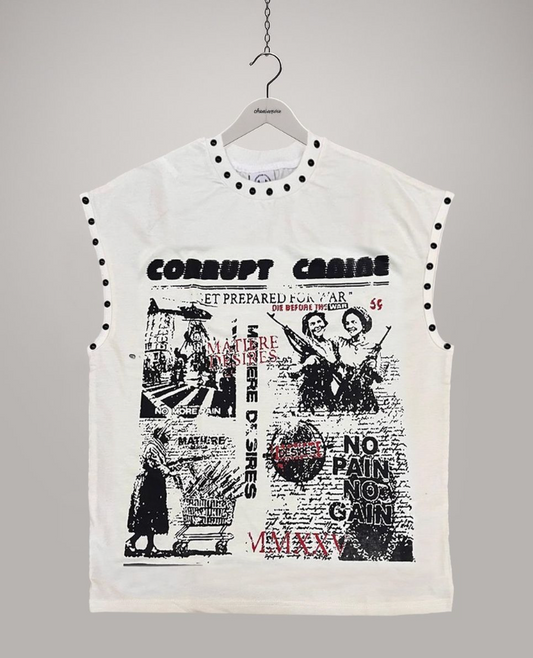 Corrupt Canine Sleeveless Tee - White/Red
