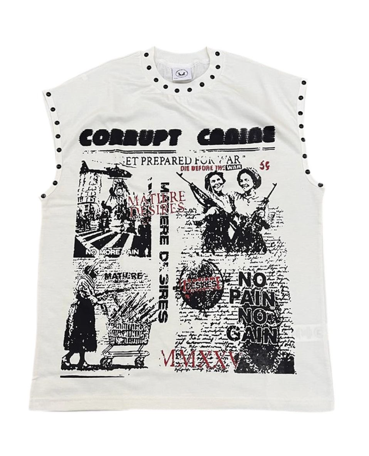 Corrupt Canine Sleeveless Tee - White/Red